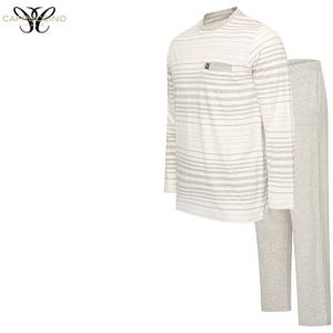 Cappuccino - Katoenen Pyjama - Crème/lichtgrijs