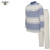 Cappuccino - Katoenen Pyjama - Crème/lichtgrijs