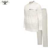 Cappuccino - Katoenen Pyjama - Crème/lichtgrijs