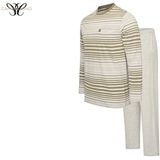 Cappuccino - Katoenen Pyjama - Crème/lichtgrijs