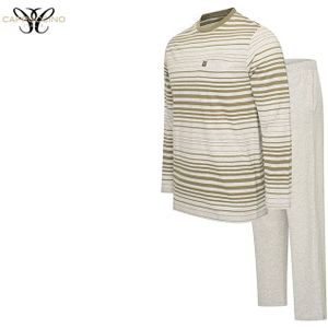 Cappuccino - Katoenen Pyjama - Crème/lichtgrijs