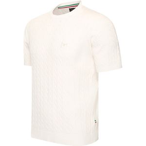 Cappuccino Italia - Loreto Cable Knit Tee - T-shirt - Wit - Katoen