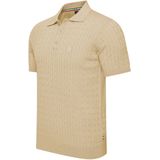 Cappuccino Italia - Heren Polo SS Caorle Cable Knit Polo - Blauw - Maat XL
