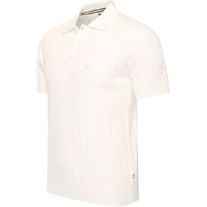 Cappuccino Italia - Heren Polo SS Caorle Cable Knit Polo - Wit - Maat XXL