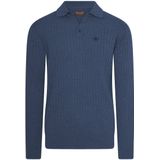 Stijlvolle gebreide polo met lange mouwen en knoopsluiting - Blauw - S