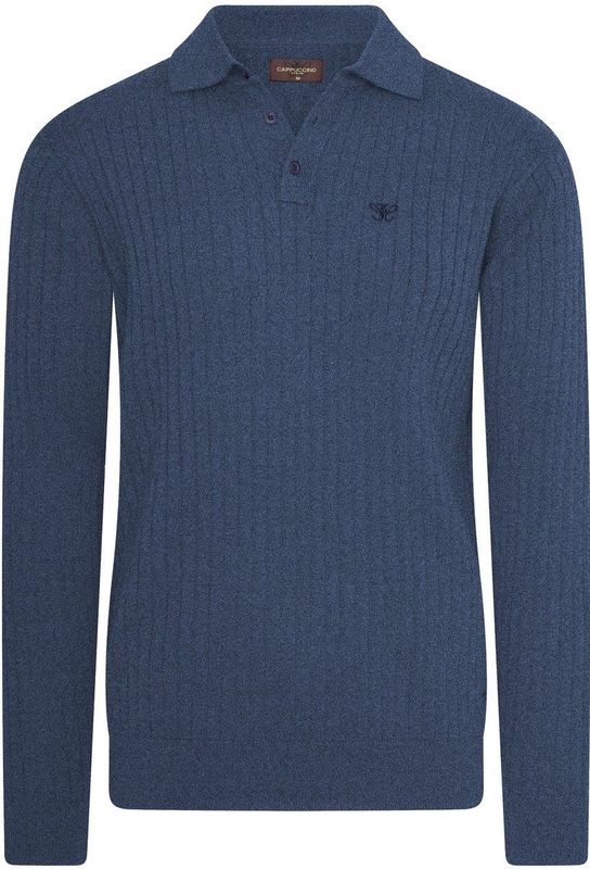 Stijlvolle gebreide polo met lange mouwen en knoopsluiting - Blauw - S