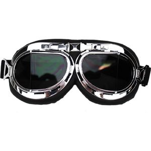 CRG Chrome Pilotenbril - Retro Motorbril - Motorbril Heren - Smoke Glas