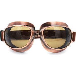 Pothelm Vintage Vliegeniersbril Koper - Retro Motorbril Motorbril Heren - Donker Glas