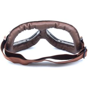 Vintage bruin leren motorbril helder glas
