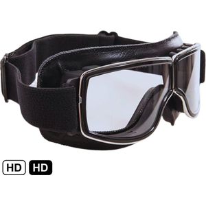 DriveLux™ Cruiser - Stijlvolle Leren Motorbril voor Heren met Retro Design - Helder Glas en Verfijnde Ventilatiegaten voor Optimaal Comfort – Retro Motorbril