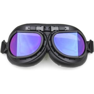 CRG Zwarte Pilotenbril - Retro Motorbril - Motorbril Heren - Multi Kleur Glas