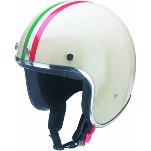 Redbike - RB-762 - Retro Jethelm - Ivoor Wit - Italiaanse Vlag