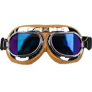 CRG Creme Pilotenbril - Retro Motorbril - Motorbril Heren - Multi Kleur Glas