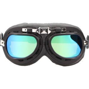 Zwart chrome motorbril multi kleur glas