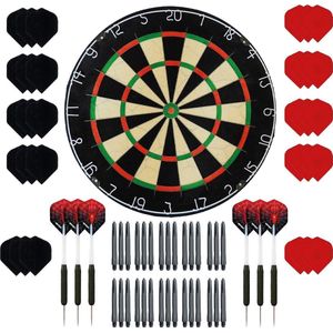 Darts Set set - Plain - dartbord - plus 2 sets - dartpijlen - plus 30 - dartflights - plus 30 - dartshafts