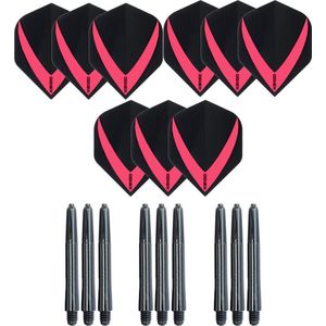 3 sets (9 stuks) Super Sterke – Rood - Vista-X – darts flights – inclusief 3 sets (9 stuks) - medium - darts shafts