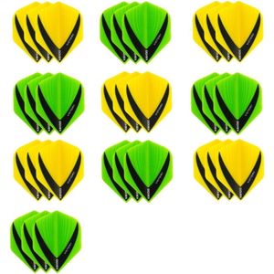 10 sets (30 stuks) - XS100 Vista flights - duo kleur pakket - Geel en Groen – flights - dartflights