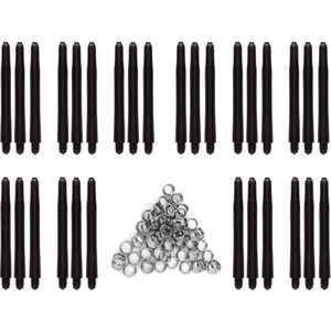 Darts Set zwarte dart shafts - 10 sets (30 stuks) - medium - darts shafts - plus 8 sets (24 stuks) veerringen - Cadeau