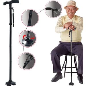 Wandelstok Opvouwbaar Verstelbaar met LED Licht Lampje – Ergonomisch - Zwart