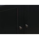 Amaretta vitrinekast 4 deuren, zwart antiek gepatineerd. Breedte 186 cm, hoogte 200 cm.