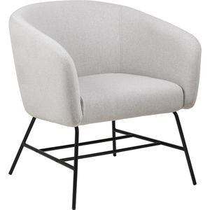 Ramy fauteuil in lichtgrijze stof en zwart metalen onderstel