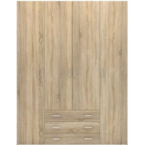 Spell Kledingkast - 200.4 cm hoog - 4 deuren en 3 lades - Eiken decor