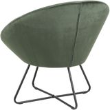 Cenna fauteuil bosgroen, zwart metaal.