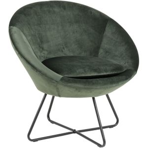 Cenna fauteuil bosgroen, zwart metaal.