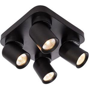 Opbouw plafond spot 4-voudig | Modern | Vierkant | Zwart | GU10 fitting