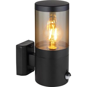 Ronde wandlamp buiten met bewegingssensor | Zwart | E27 fitting | Xeloo