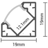 Hoek profiel voor LED strip | 12mm | 2 meter | Zwart | Inclusief afdek cover