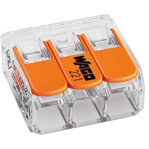 221-413 WAGO verbindingsklem / Lasklem - 3 voudig 0.2mm tot 4mm | Per 50 stuks