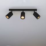 Badkamer plafondspot | driedubbel | zwart | IP44 | GU10 fitting