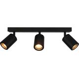 Badkamer plafondspot | driedubbel | zwart | IP44 | GU10 fitting