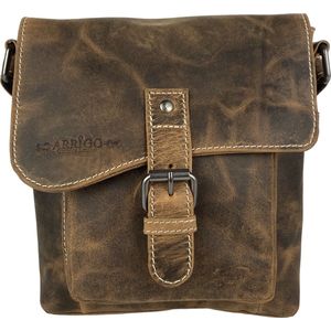 Schoudertasje Dames Klein - Crossbody Tas Dames - Buffelleer - Cognac