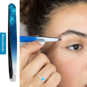 BeautyTools PRECISION Slant Line Epileer Pincet/ Tweezer Voor Wenkbrauwen: Sky Is The Limit  - Schuine Punt - (BT-1895)