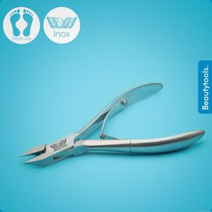 BeautyTools Professionele Nagelknipper - Hoektang voor (Harde) Teennagels, Kalknagels en Ingegroeide Nagelhoeken - Pedicure / Manicure tang - Recht Snijvlak 14 mm - INOX (NN-0164)