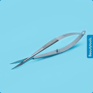Beautytools INOX Precisie Veerschaar/ Irisschaar met Gebogen Bek/ Zelfopend Schaartje Voor Detailwerk- Spitse punt- (NS-0874)