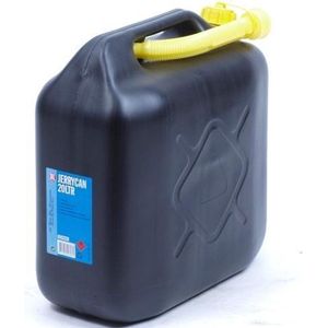 Jerrycan - 20 Liter - Zwart - Kunststof - Inclusief Afsluitdop en Schenktuit
