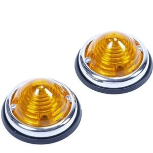 Positielamp - Set van 2 - Oranje - Verchroomde Ring - Rubber Basis