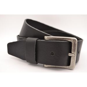 Zwart Glad Leren Riem - Italiaans Rundleder - Heren Dames Unisex - Taille maat: 95 cm - Totale lengte: 110 cm - Merk: Scotts Bluf