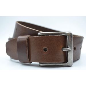 Bruine Glad Leren Riem - Italiaans Rundleder - Heren Dames Unisex - Taille maat: 85 cm - Totale lengte: 100 cm - Merk: Scotts Bluf