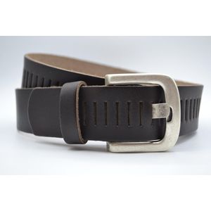 Bruine Glad Leren Riem – Nederlands split leer - Heren Dames Unisex - Taille maat: 95 cm - Totale lengte: 110 cm - Merk: Scotts Bluf