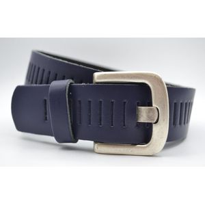 Blauwe Glad Leren Riem – Nederlands split leer - Heren Dames Unisex - Taille maat: 95 cm - Totale lengte: 110 cm - Merk: Scotts Bluf