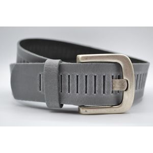 Grijze Glad Leren Riem – 4cm breed - Nederlands split leer - Heren Dames Unisex - Taille maat: 105 cm - Totale lengte: 120 cm - Merk: Scotts Bluf