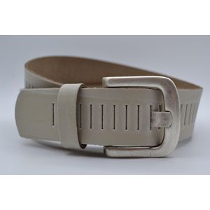 Ecru Glad Leren Riem – 4cm breed - Nederlands split leer - Heren Dames Unisex - Taille maat: 85 cm - Totale lengte: 100 cm - Merk: Scotts Bluf