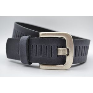 Antraciet Glad Leren Riem – 4cm breed - Nederlands split leer - Heren Dames Unisex - Taille maat: 85 cm - Totale lengte: 100 cm - Merk: Scotts Bluf