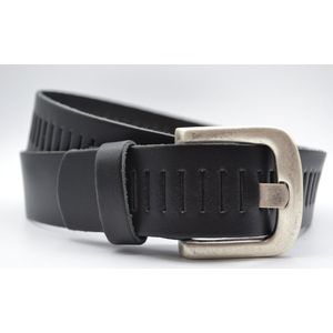 Zwarte Glad Leren Riem – 4cm breed - Nederlands split leer - Heren Dames Unisex - Taille maat: 85 cm - Totale lengte: 100 cm - Merk: Scotts Bluf