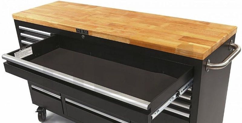 Gereedschapswagen / werkbank met houten werkblad