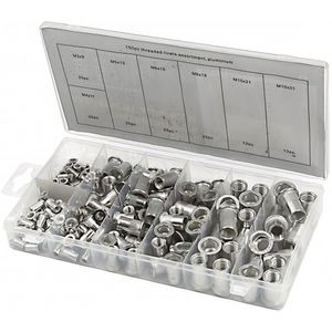 HBM 150-delig blindklinkmoeren assortiment aluminium